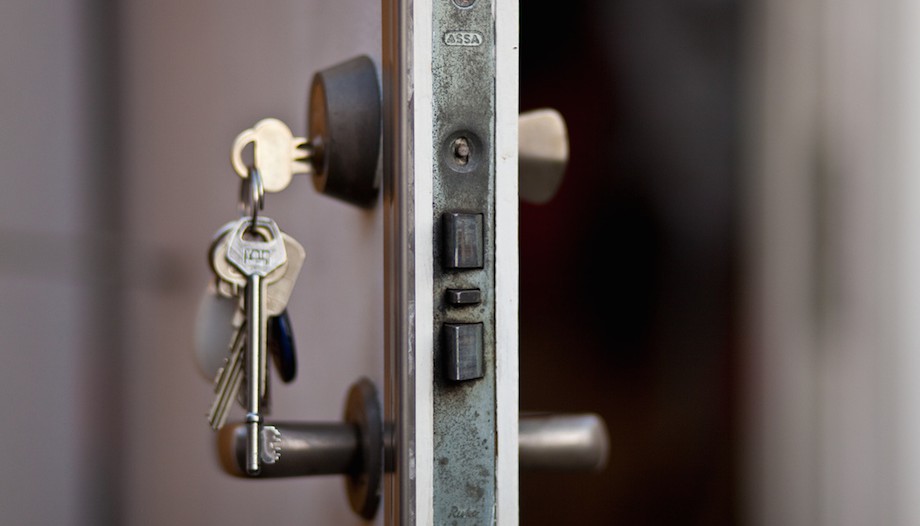 a key is inserted into a door's lock