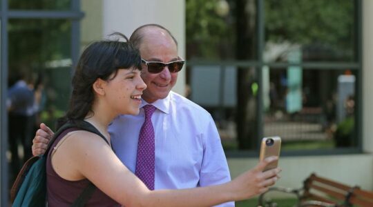 CCIS Freshman Vanessa Gregorchik snapped a selfie with Northeastern University president Joseph Aoun as he greeted students on the opening day of classes last week.