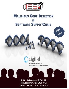 a flyer for a Cigital event "Malicious code detection in software supply chain."