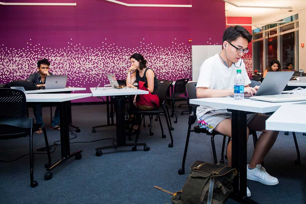 Students work in the new CCIS computer lab.