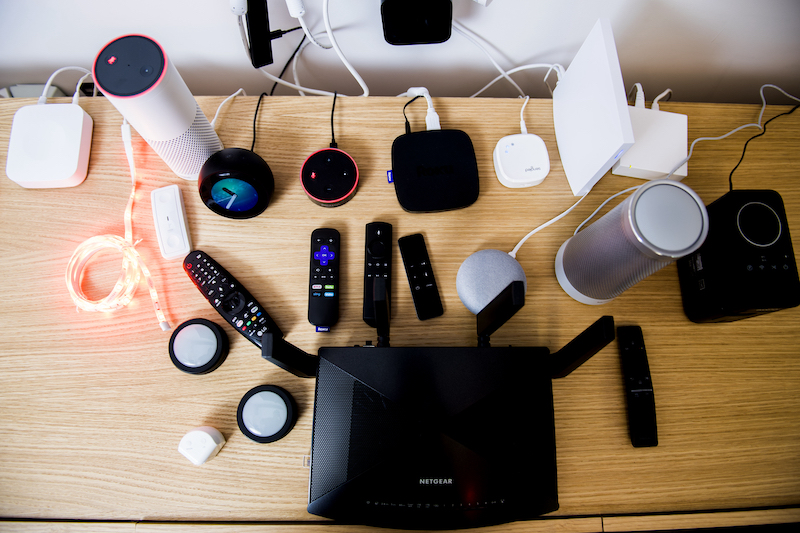 Smart devices on a table