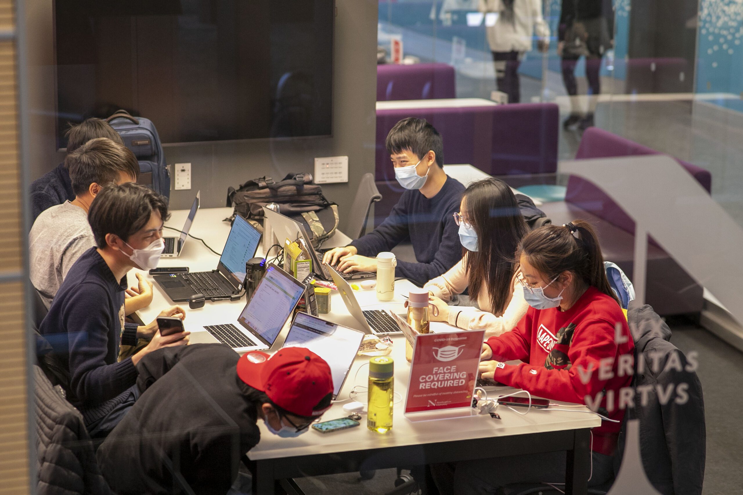 students at a table