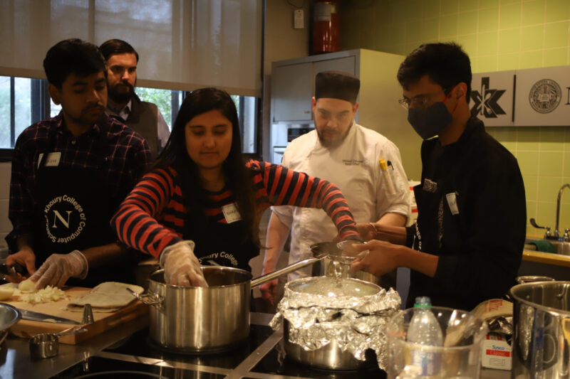 students cooking together