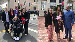 a collage of two photos showing Khoury graduates