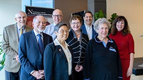 From left to right: Larry Finkelstein, Mitch Wand, Richard Rasala, Agnes Chan, Elizabeth Mynatt, Javed Aslam, Betty Salzberg, and Carla Brodley.