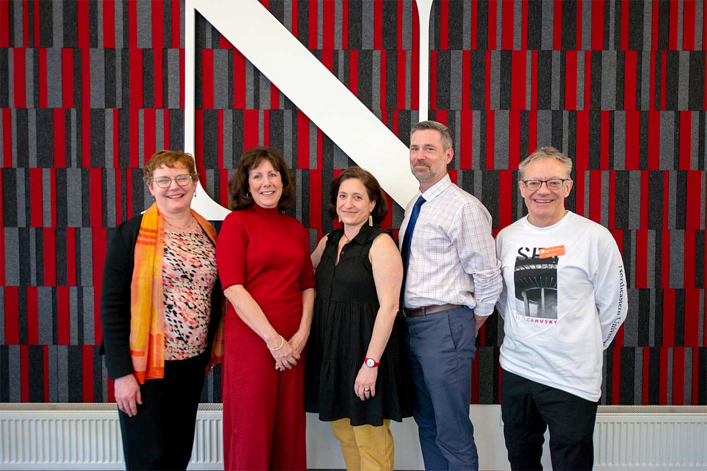 From left to right: Dean Elizabeth Mynatt, Carla Brodley, Catherine Gill, Bryan Lackaye, Ian Gorton. Not pictured: Larry Finkelstein.