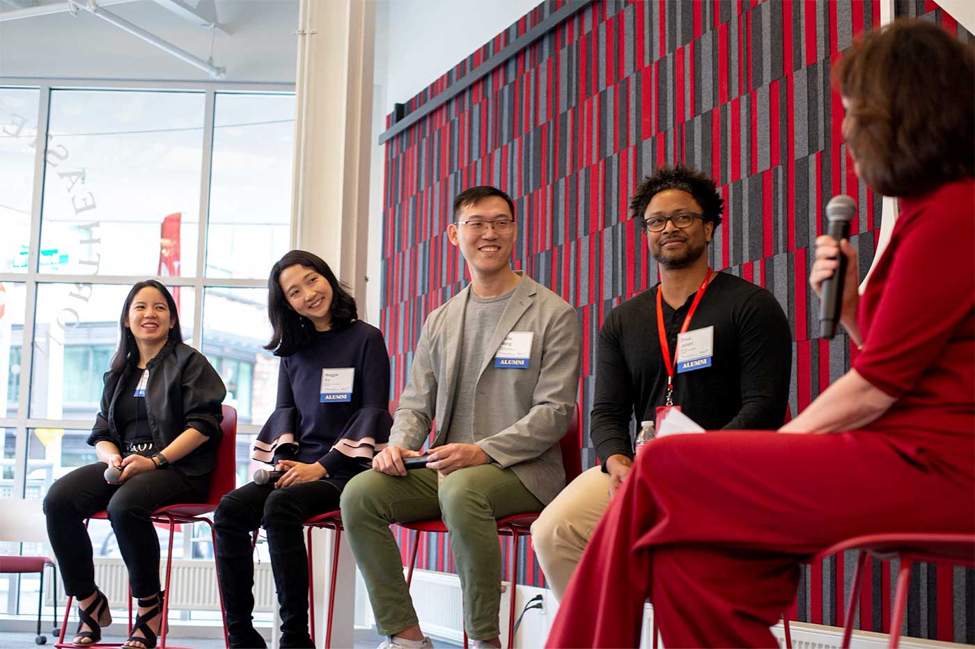 From left to right: Vy Nguyen, Maggie Xu, Eddie Wang, Drew Jelani, Carla Brodley.