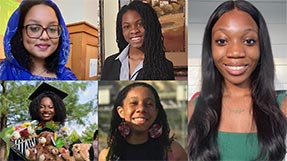 Clockwise from top left: Ala’a Tamam, Paula Sefia, Raaby Omar, Amanda Rodriques, and Kerliyah Andrews.