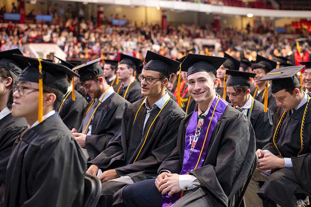 Soon-to-be graduates are ready to receive their diplomas.