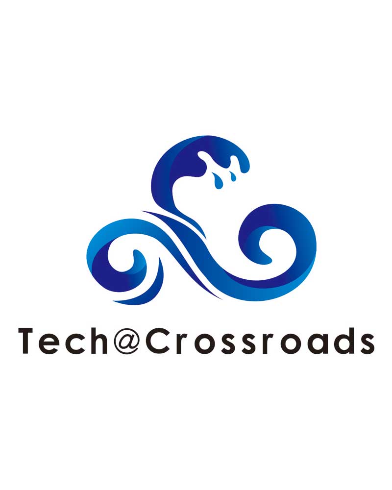 The Tech@Crossroads logo, which shows a graphic of an ocean wave above the phrase 'Tech@Crossroads'