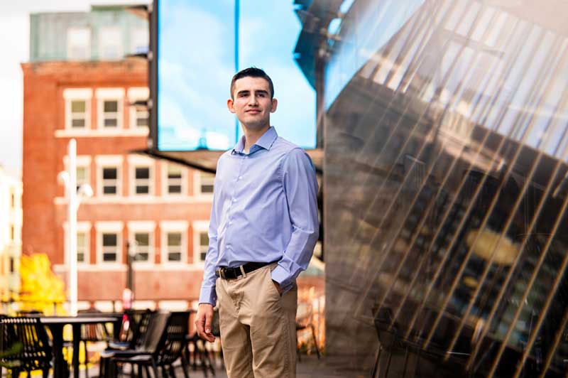 Northeastern student Mauricio Tedeschi worked as a co-op at The Peter Grünberg Institute. Photo by Alyssa Stone/Northeastern University