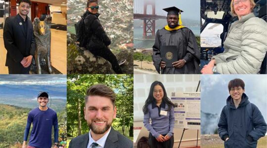 A collage of eight Khoury graduates across the Northeastern global network