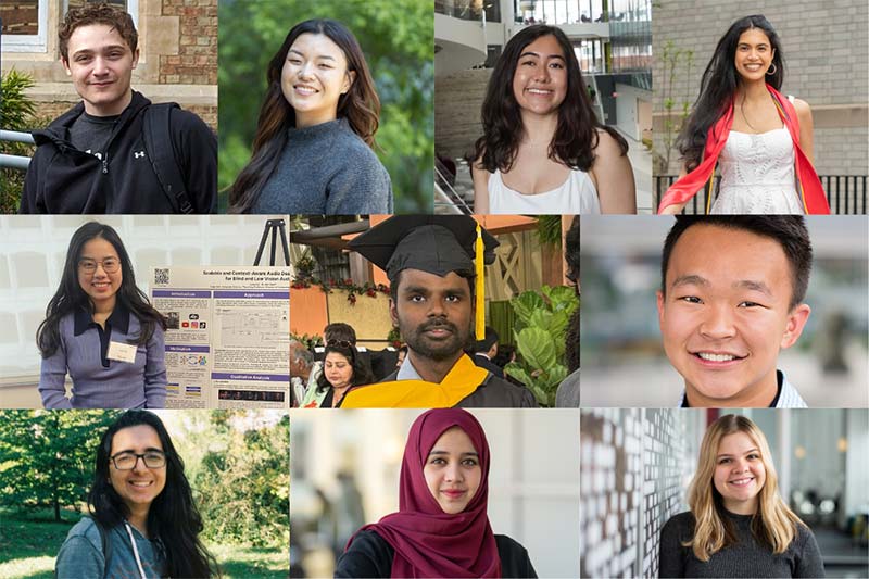 A collage showing 10 winners of Khoury student awards