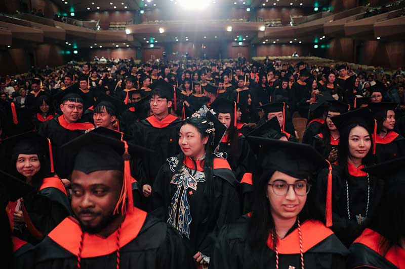 Khoury graduates watch the ceremony in Benaroya Hall in downtown Seattle, a 2,500-seat venue that houses the Seattle Symphony