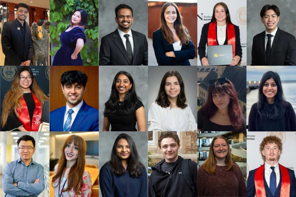 A collage of 18 Khoury award winners