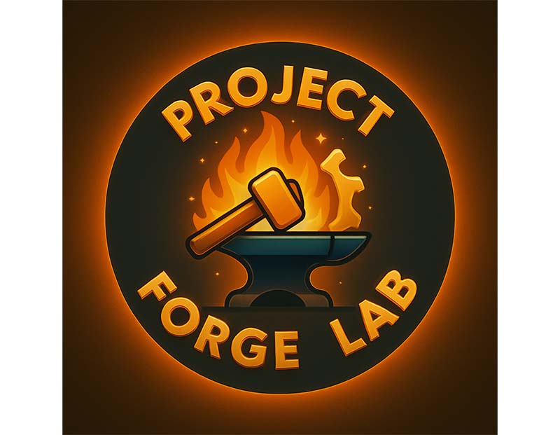 The Project Forge Lab logo, which shows the lab name around a hammer striking an anvil with a flame in the background