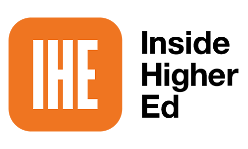 'IHE' in white letters inside an orange square next to the words Inside Higher Ed