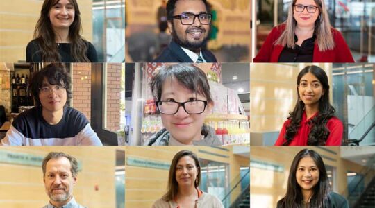 A photo collage showing the new Khoury faculty for 2025-26. Top row left to right: Terra Blevins, Upol Ehsan, Gabriela Gongora-Svartzman. Middle row left to right: Lunjia Hu, Xiang (Jenny) Ren, Jayshree Sarathy. Bottom row left to right: Lorenzo Torresani, Rebekah Tromble, Jia Zhu