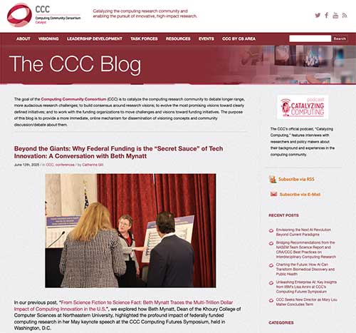 A screenshot of a CCC blog post titled, "Beyond the Giants: Why Federal Funding is the Secret Sauce of Tech Innovation"