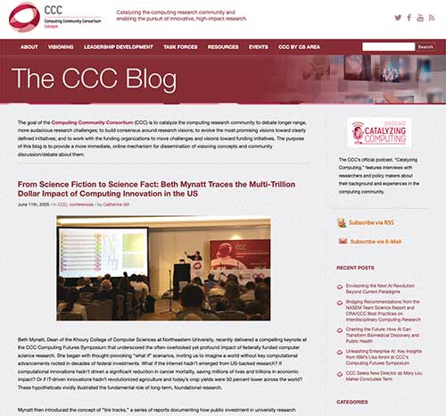 A screenshot of a CCC blog post titled, "From Science Fiction to Science Fact"