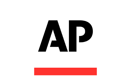The Associated Press logo, which is the letters "AP" in black letters above a red line