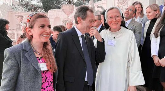 Saiph Savage (left) stands with officials at the Vatican’s Digital Rerum Novarum