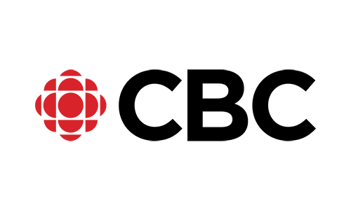 A group of red circles to the left of the letters CBC