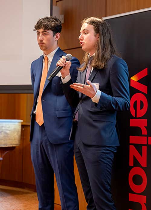 Two Khoury students present their project at the Verizon Smart Campus competition