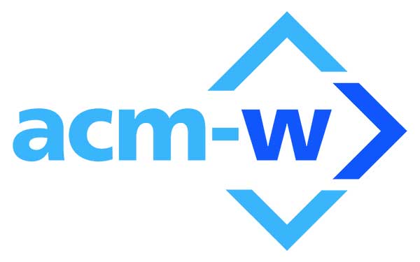 The logo of ACM-W, with those lowercase letters in blue