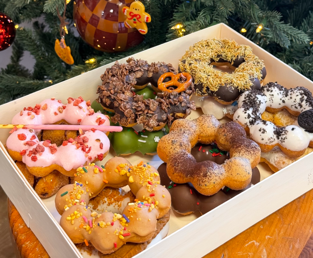 A display of mochi donuts from Peipei bakery