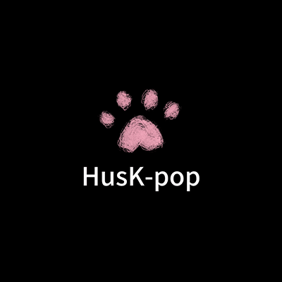 The HusK-pop logo, which is a pink husky paw print over the words "HusK-pop"