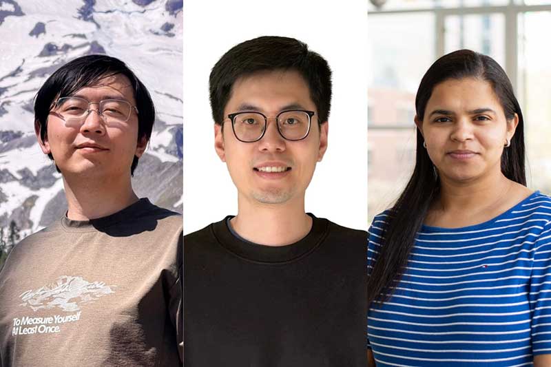 Left to right: Yu Zhang, Dong Lu, and Divya Chaudhary