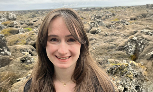 Khoury Assistant Professor Terra Blevins against a rocky backdrop